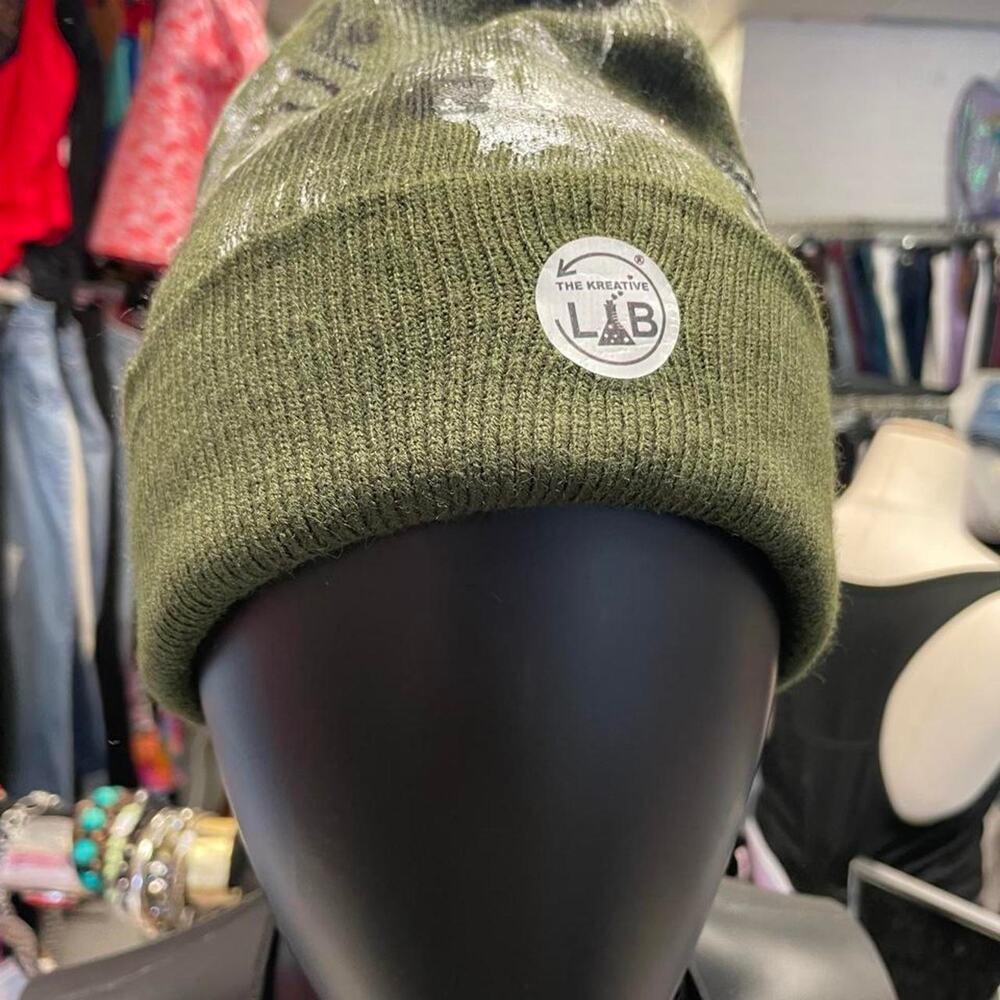 The kreative lab green beanie